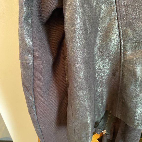Suede and Faux Leather Moto Style Jacket - Picture 14 of 14